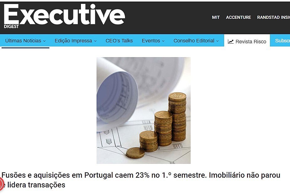 Fuses e aquisies em Portugal caem 23% no 1. semestre. Imobilirio no parou e lidera transaes